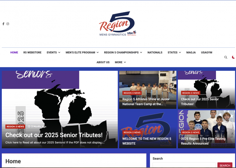 Region 5 Men’s Gymnastics Website Relaunches with New Features and Resources